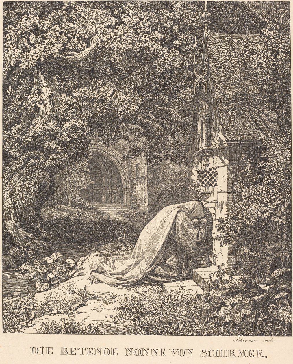 Az imádkozó apáca alkotó: Johann Wilhelm Schirmer