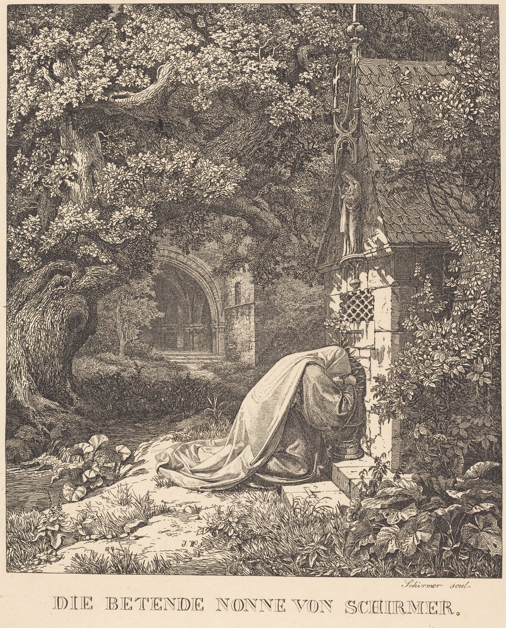 Az imádkozó apáca alkotó: Johann Wilhelm Schirmer