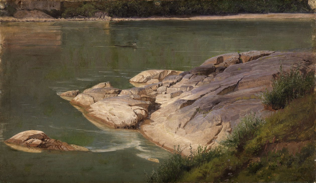 Sziklás folyópart alkotó: Johann Wilhelm Schirmer