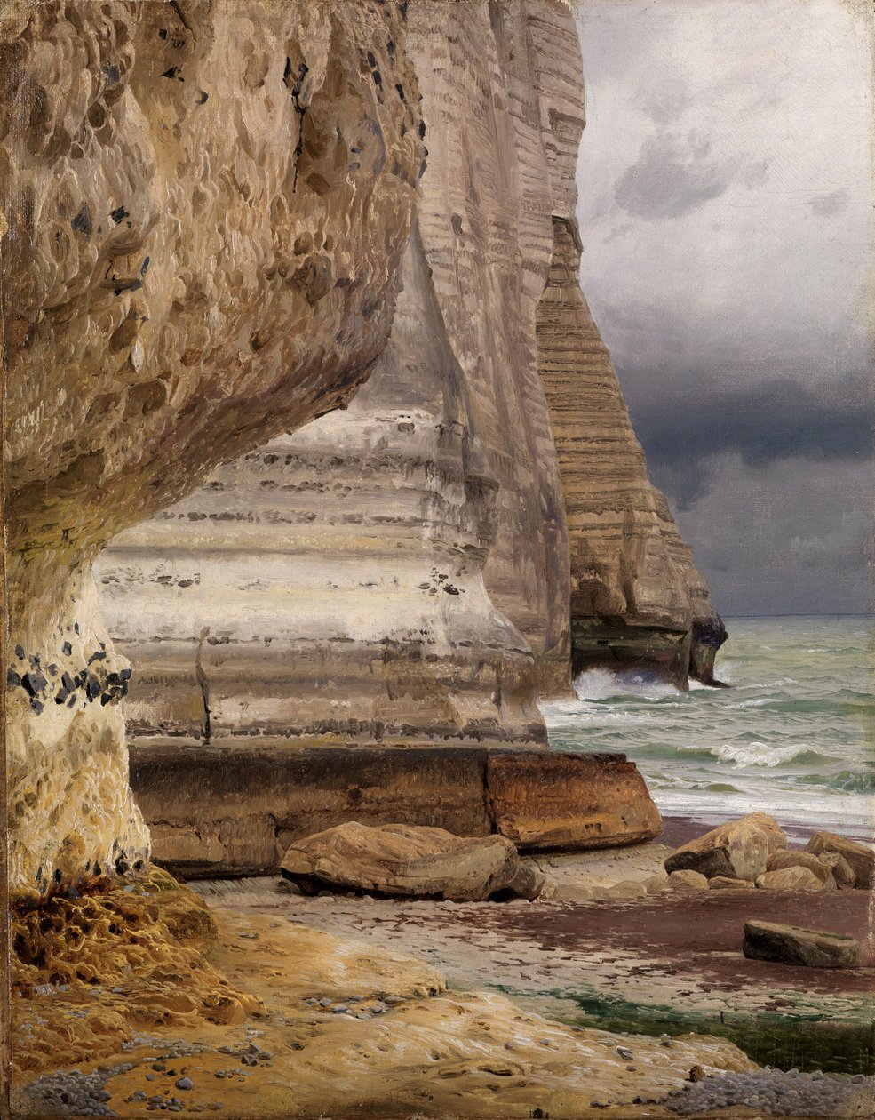 Etretat sziklás partja alkotó: Johann Wilhelm Schirmer