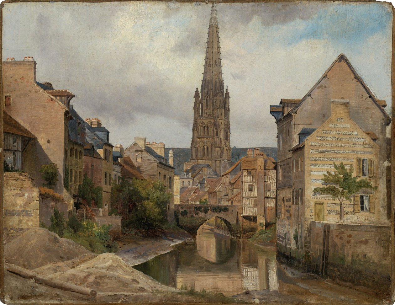Harfleur, Le Havre közelében (kilátás Saint Martinra) alkotó: Johann Wilhelm Schirmer