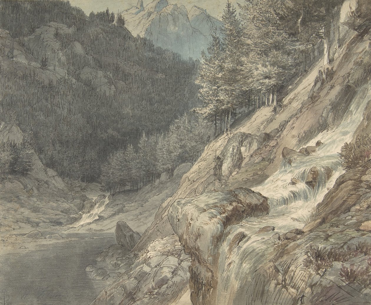 Hegyvidéki táj folyóval, 1807-63. alkotó: Johann Wilhelm Schirmer