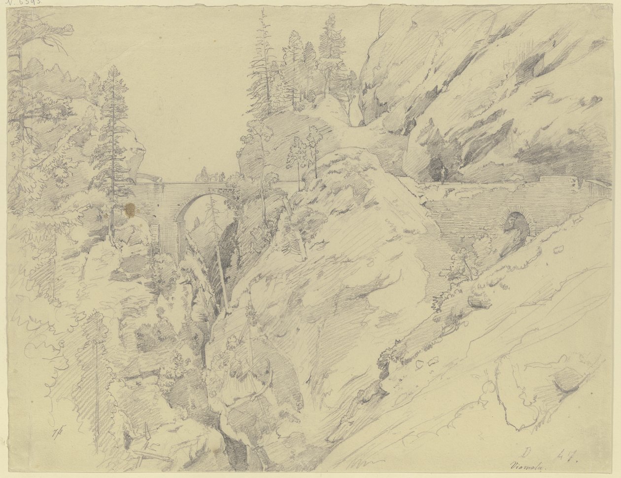 Via Mala, fent a kőhíd alkotó: Johann Wilhelm Schirmer