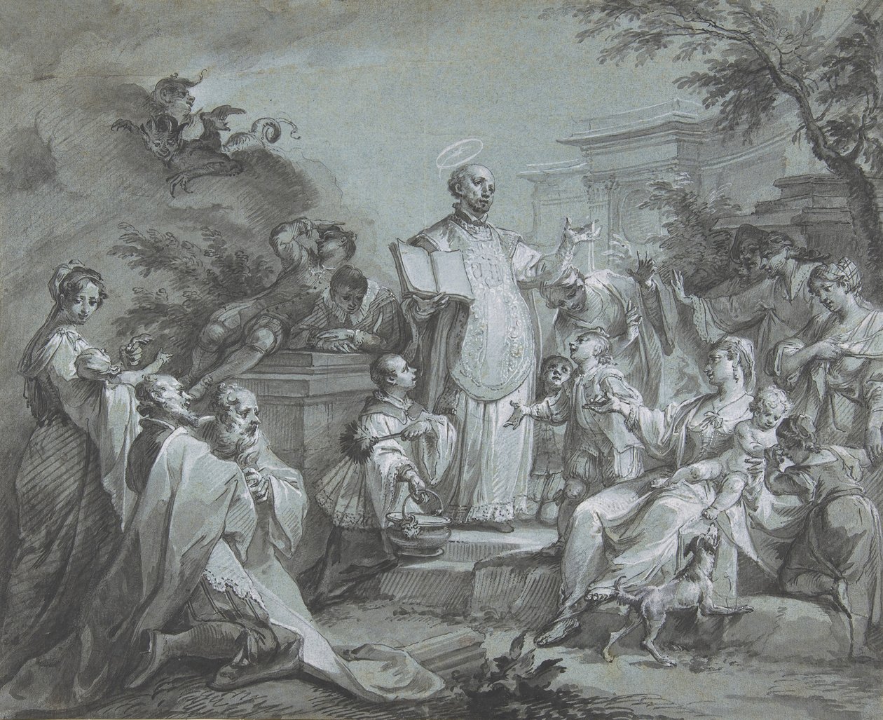 Loyolai Szent Ignác prédikál, 1761 előtt. alkotó: Johann Wolfgang Baumgartner