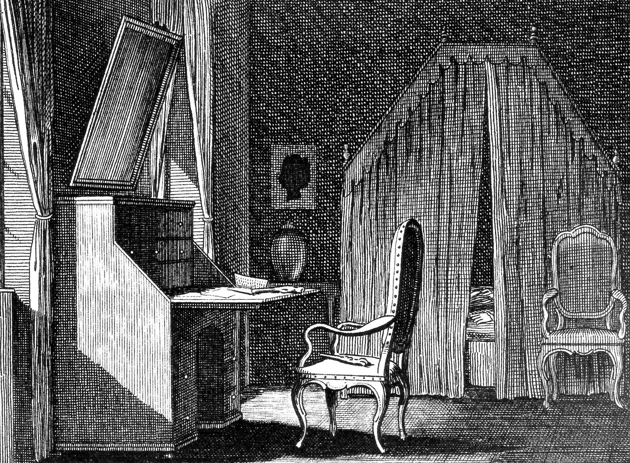 Werther szobája, Daniel Chodowiecki (1726-1801) illusztrációja, Johann Wolfgang von Goethe (1749-1832) Az ifjú Werther szomorúsága című metszet ihlette alkotó: Johann Wolfgang von Goethe