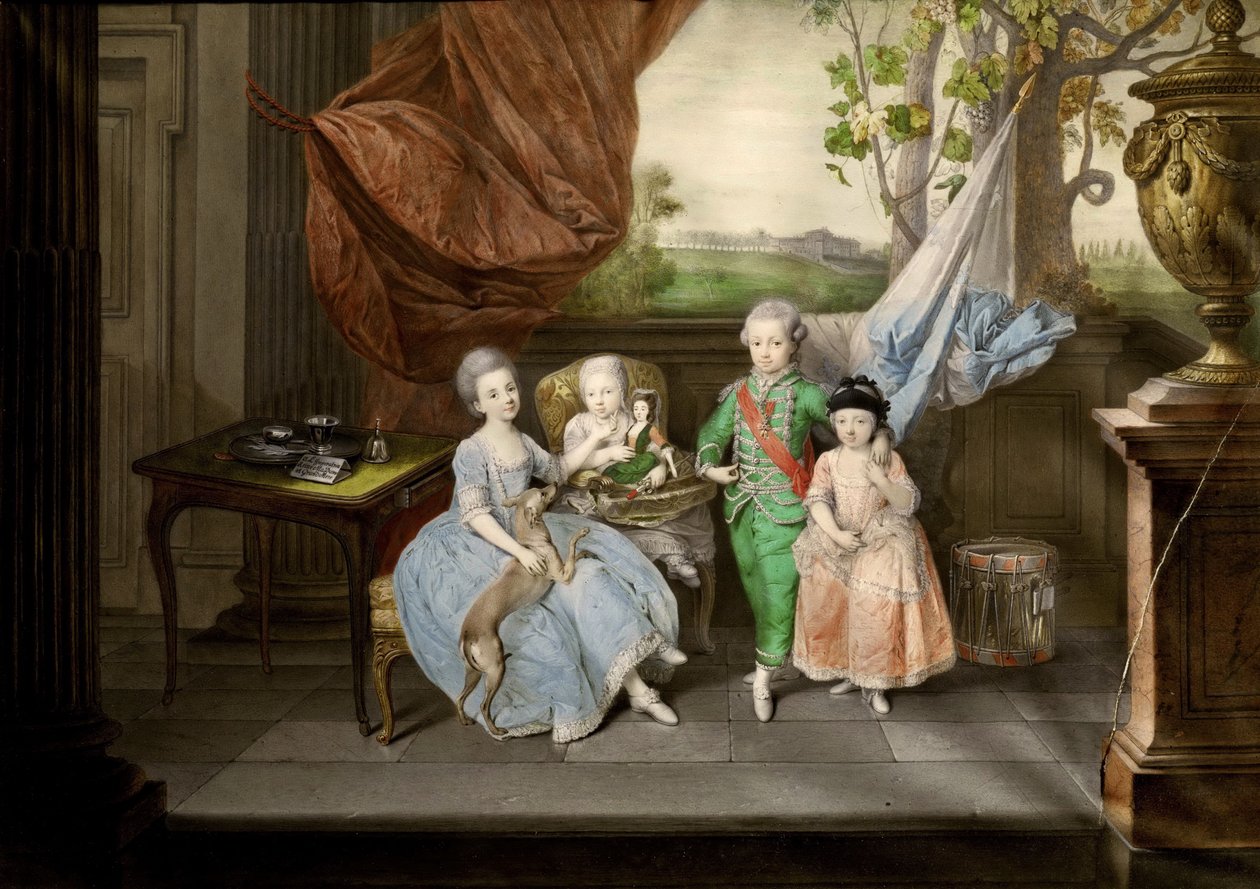 Parmai Ferdinánd Lajos, Carolina, Maria Antonia és Carlotta gyermekei, 1778 alkotó: Johann Zoffani