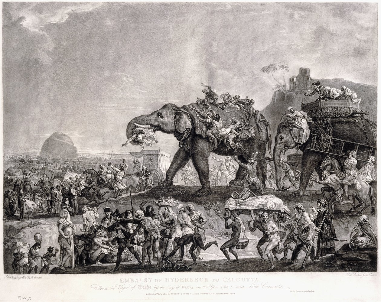 Hyderbeck nagykövetsége Kalkuttában, az oudei vezírtől, Patna útján, 1788-ban, hogy találkozzon Lord Cornwallis-szal, c. 1800 alkotó: Johan Joseph Zoffany
