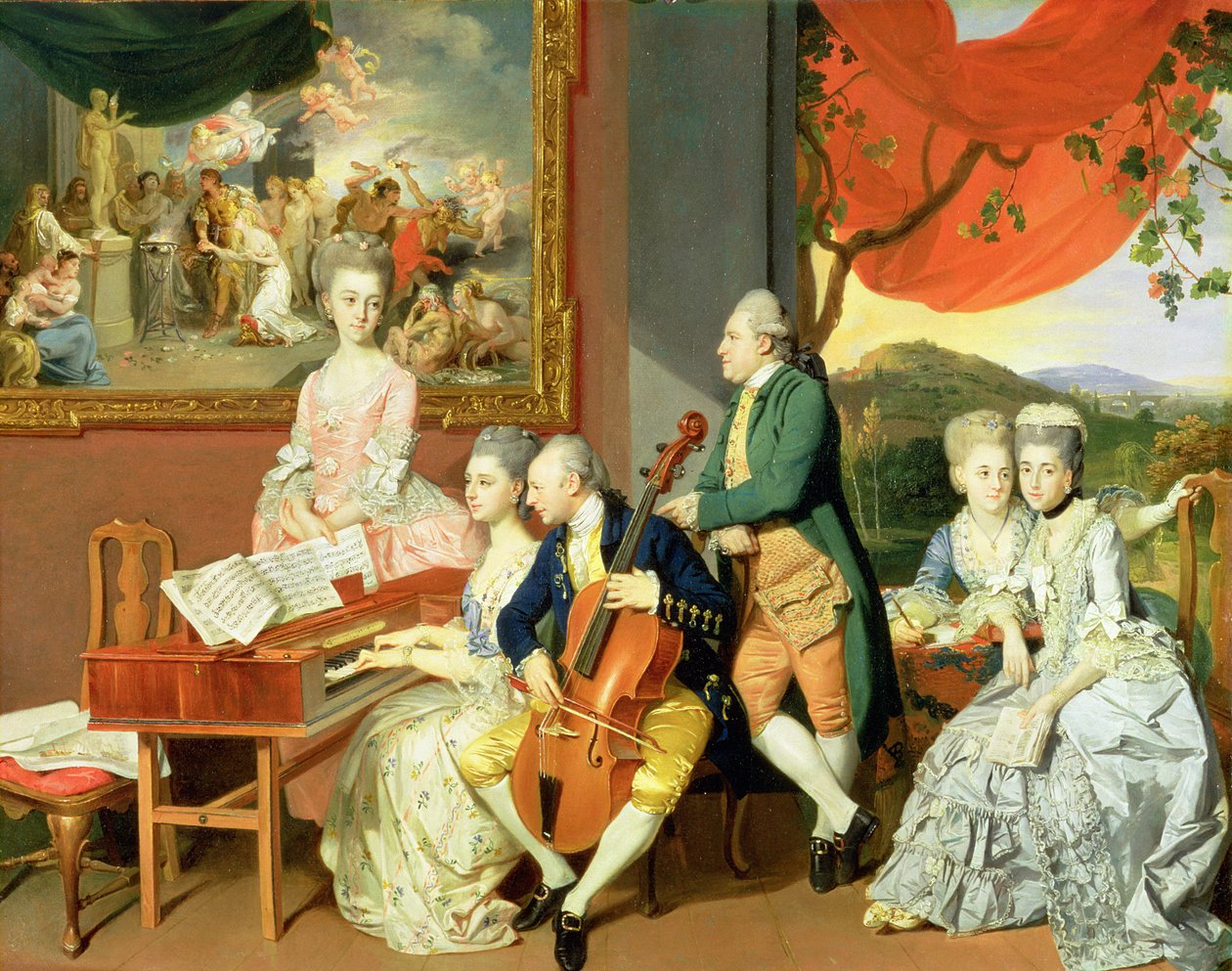 George, 3rd Earl Cowper, Charles Gore családjával, 1775 körül (olaj, vászon) alkotó: Johann Zoffany