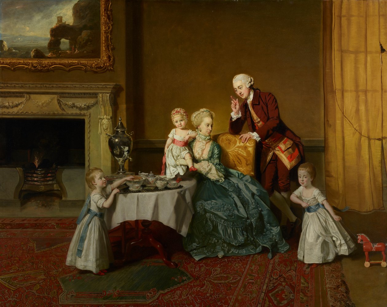 John, a tizennegyedik Lord Willoughby de Broke és családja, 1766 körül alkotó: Johan Joseph Zoffany