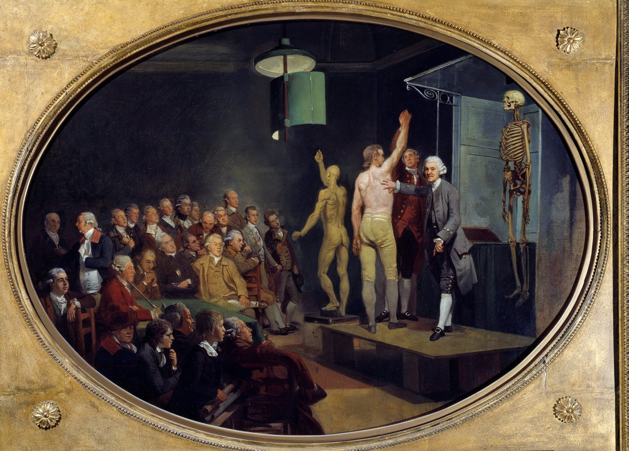 William Hunter (1718-1783), skót anatómus előadása a Királyi Akadémián. Johann Zoffany (1733-1810) festménye Ec. Ang. alkotó: Johann Zoffany