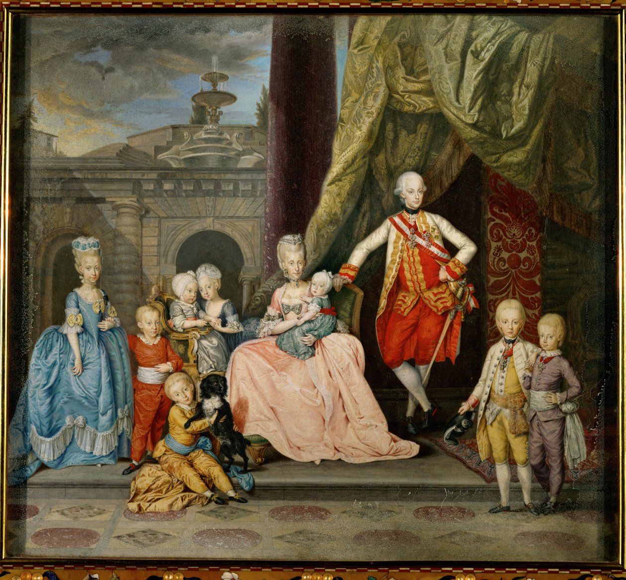 Piero Leopoldo toszkánai nagyherceg, a későbbi II. Leopold császár, felesége, a spanyol Mária Ludovika és tizenhat gyermekük közül nyolc ... alkotó: Johann Zoffany