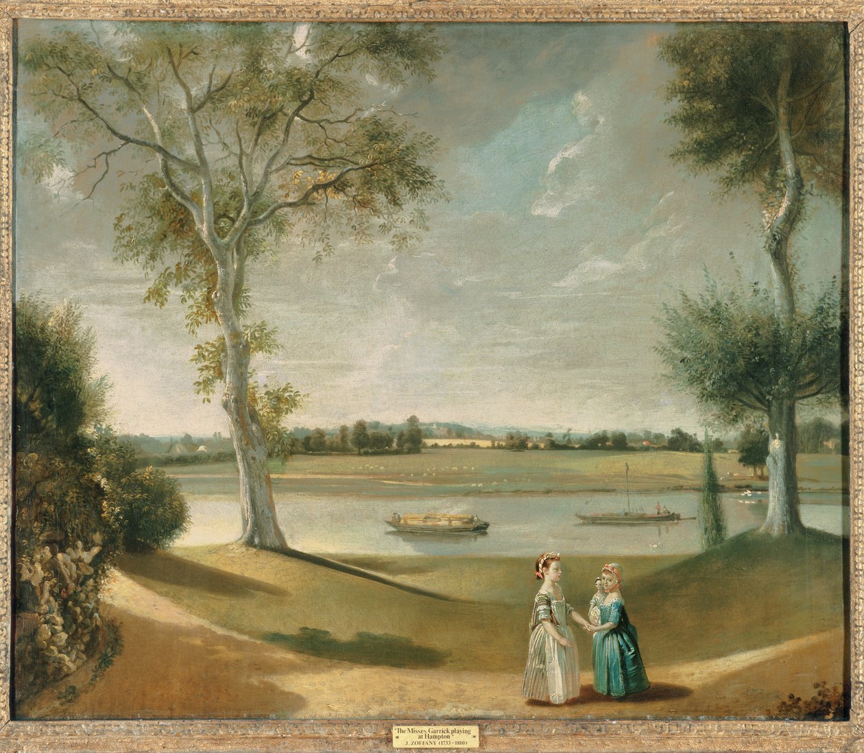 Garrick kisasszonyok a Temzénél, Hamptonban, 1762 alkotó: Johan Joseph Zoffany