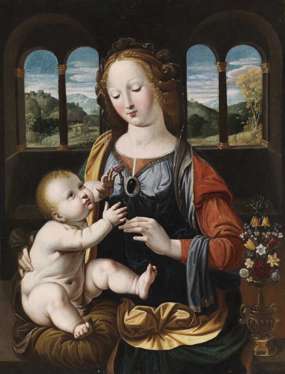 Szűz és gyermek, Leonardo da Vinci nyomán alkotó: Johann or Hans Konig