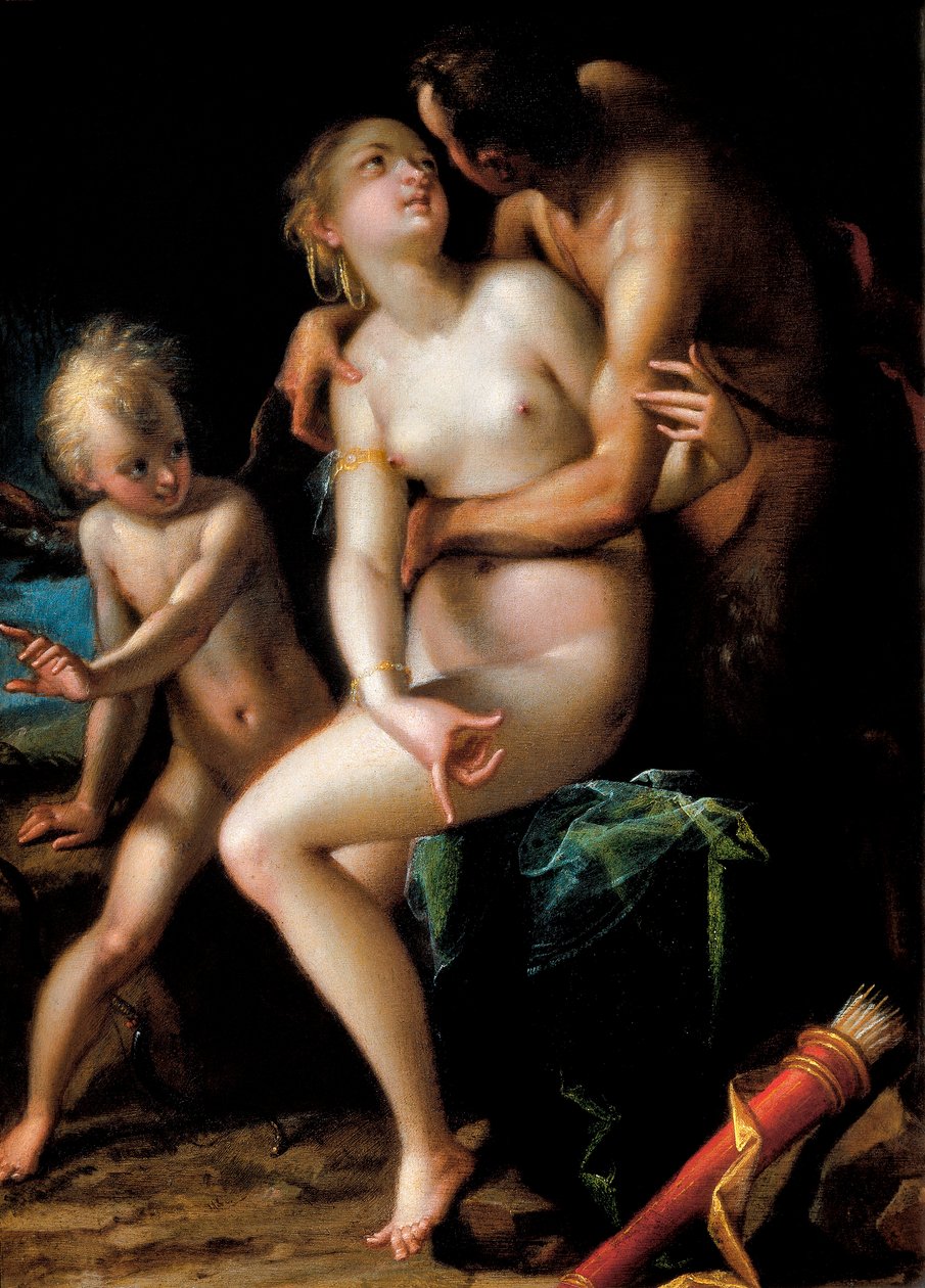 Jupiter, Antiope és Cupido Cupidon alkotó: Johann or Hans von Aachen