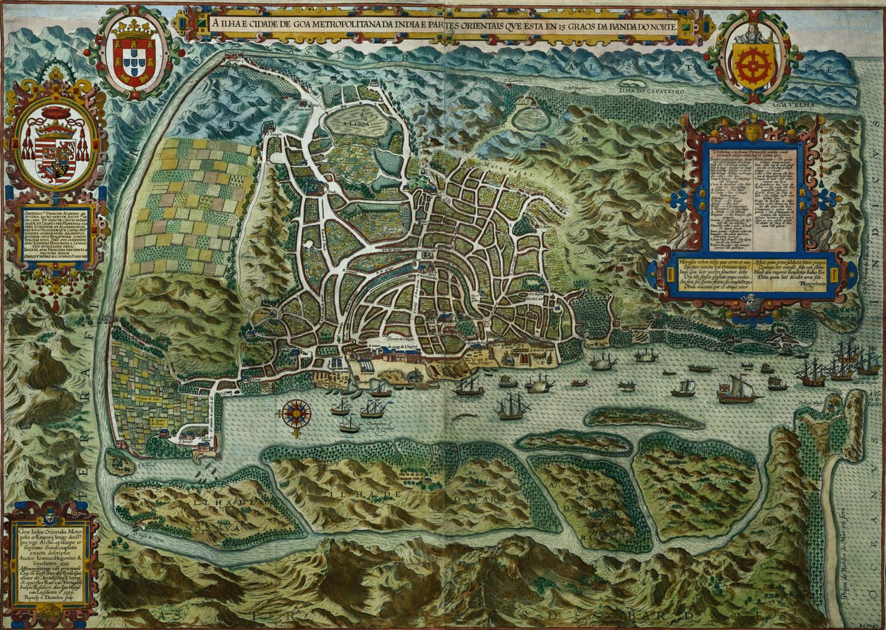 Goa város térképe és portugál kikötője, India, 1595 (részletekért lásd: 110751) alkotó: Johannes Baptista van Doetechum the Younger