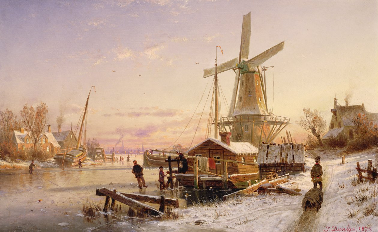 Téli jelenet szélmalommal, 1892 alkotó: Johannes Bartolomaus Duntze