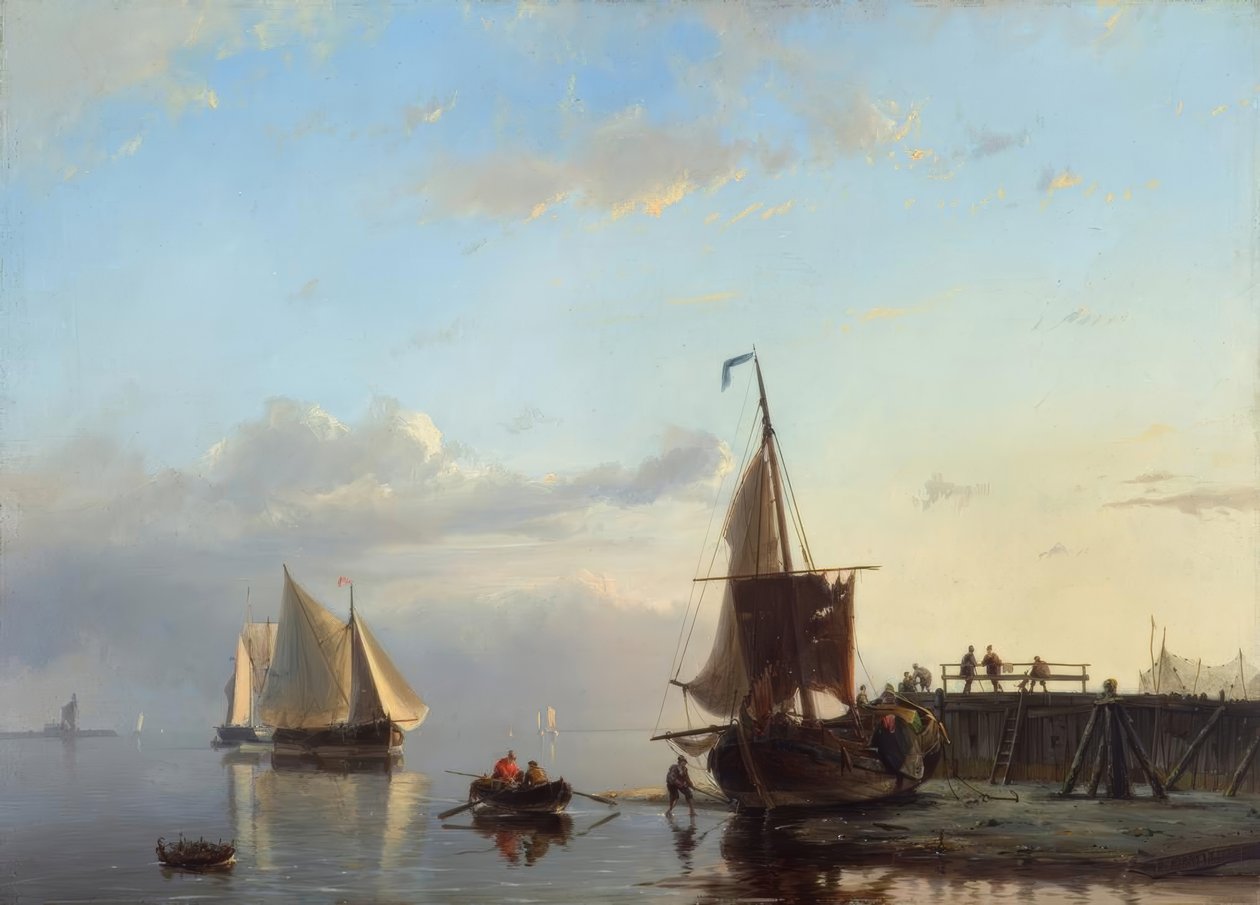 J.H.B. Koekkoek, vitorlás hajók az esti fényben alkotó: Johannes Hermann Barend Koekkoek