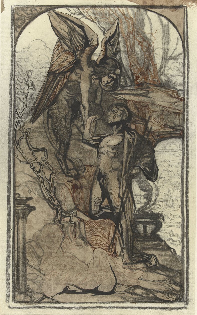 Oidipusz és a főnix, Johannes Josephus Aarts (1881 - 1934) rajza alkotó: Johannes Josephus Aarts