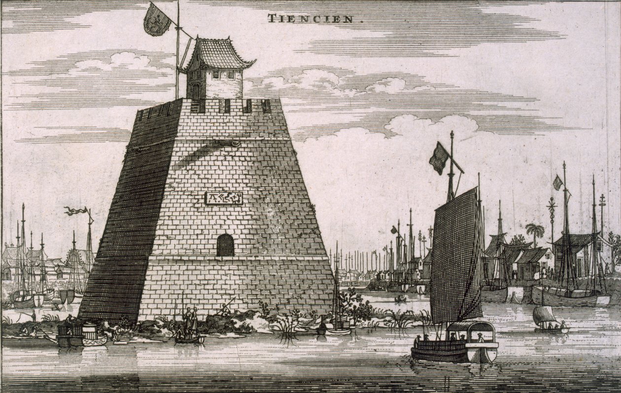 Az erőd a kikötő mellett Tientsinben, 1665 alkotó: Johannes Nieuhoff