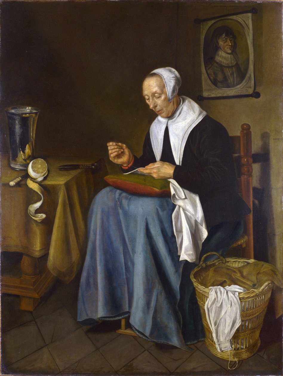 Egy öregasszony ült varrni alkotó: Johannes van der Aeck