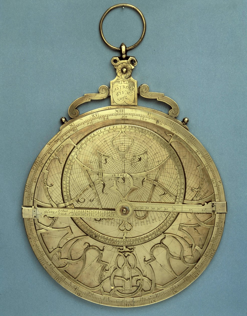 Csillagászati műszer: Johannes Stoeffler (Stoffler) (1452-1531) asztrolábium, amelyet a XVI. Párizs, Brieux Collection alkotó: Johannes Stoeffler