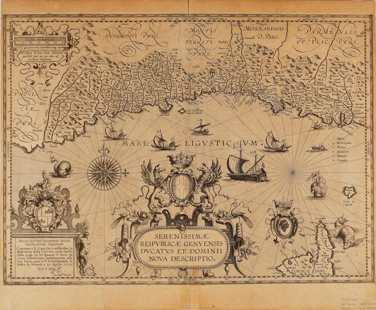 A Genovai Köztársaság, Jan Baptist Vrients térképe a Theatrum Orbis Terrarumból, Abraham Ortelius alkotó: Johannes Baptista Vrints