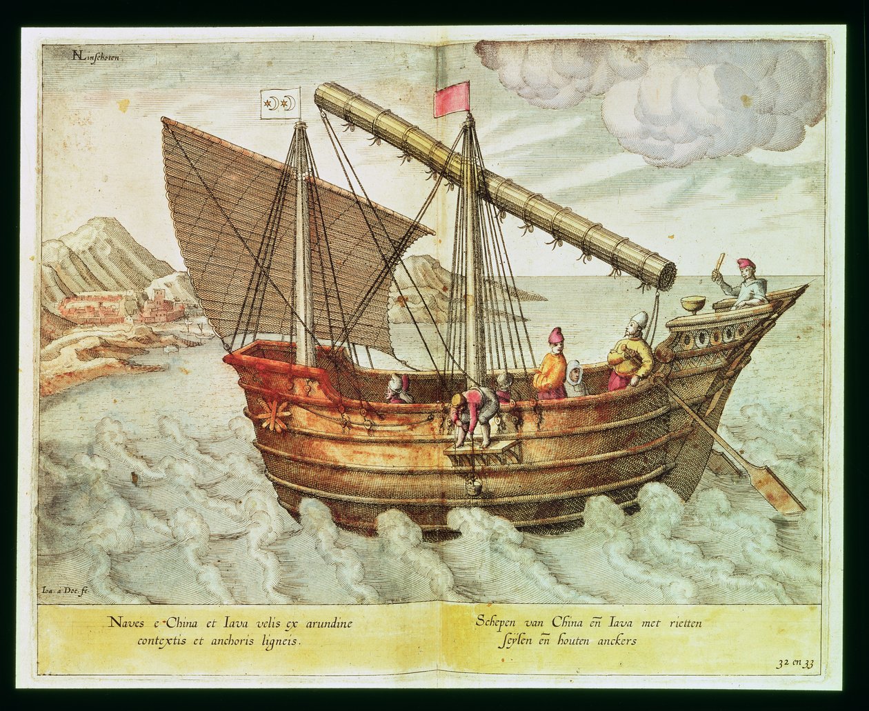 Egy kínai szemét, illusztráció a „Jan Huyghen van Linschoten, His Course of Voyages into the East and West Indies” című könyvéből, 1579-92 (metszet) alkotó: Johannes Baptista van Doetechum the Younger