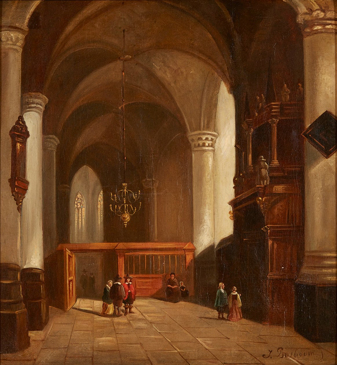 Templombelső (olaj, vászon) alkotó: Johannes Bosboom