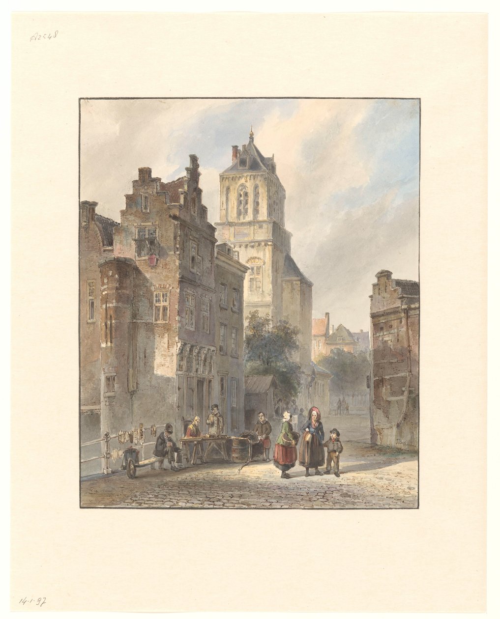 Kilátás Delft városházára alkotó: Johannes Bosboom