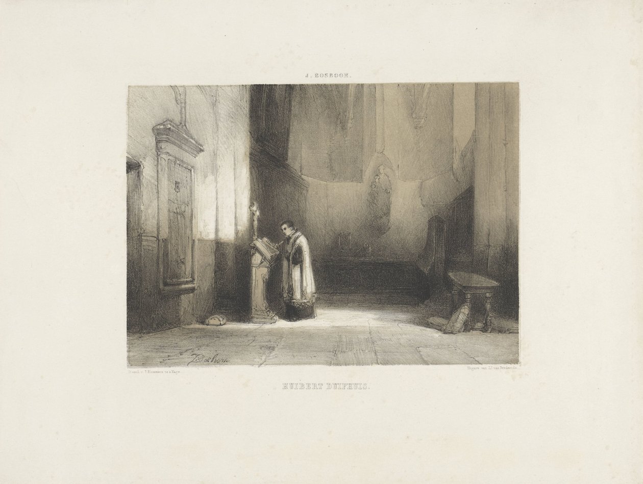 Hubert Duifhuis egy templomban olvas alkotó: Johannes Bosboom