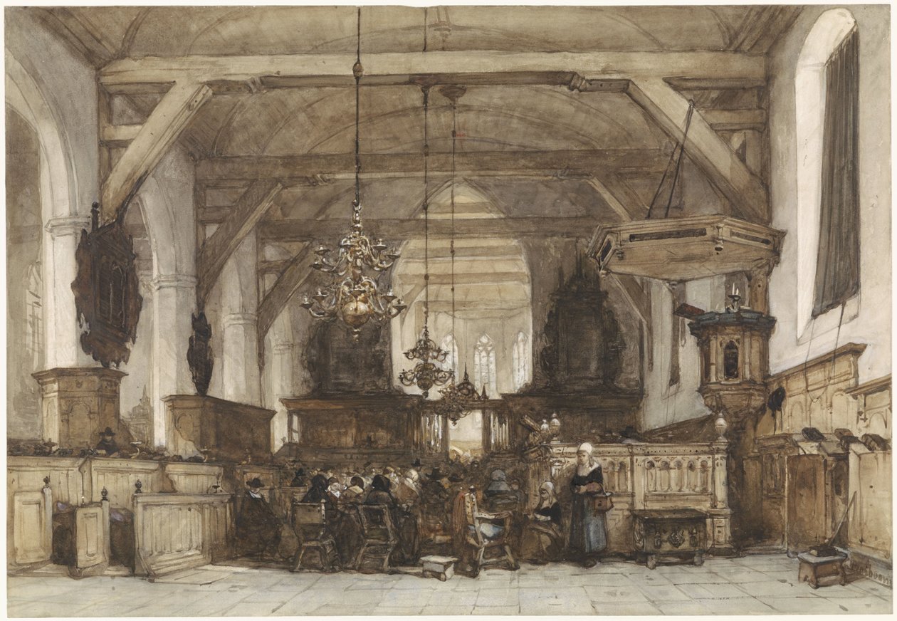 A Maasland régi templomának belseje alkotó: Johannes Bosboom
