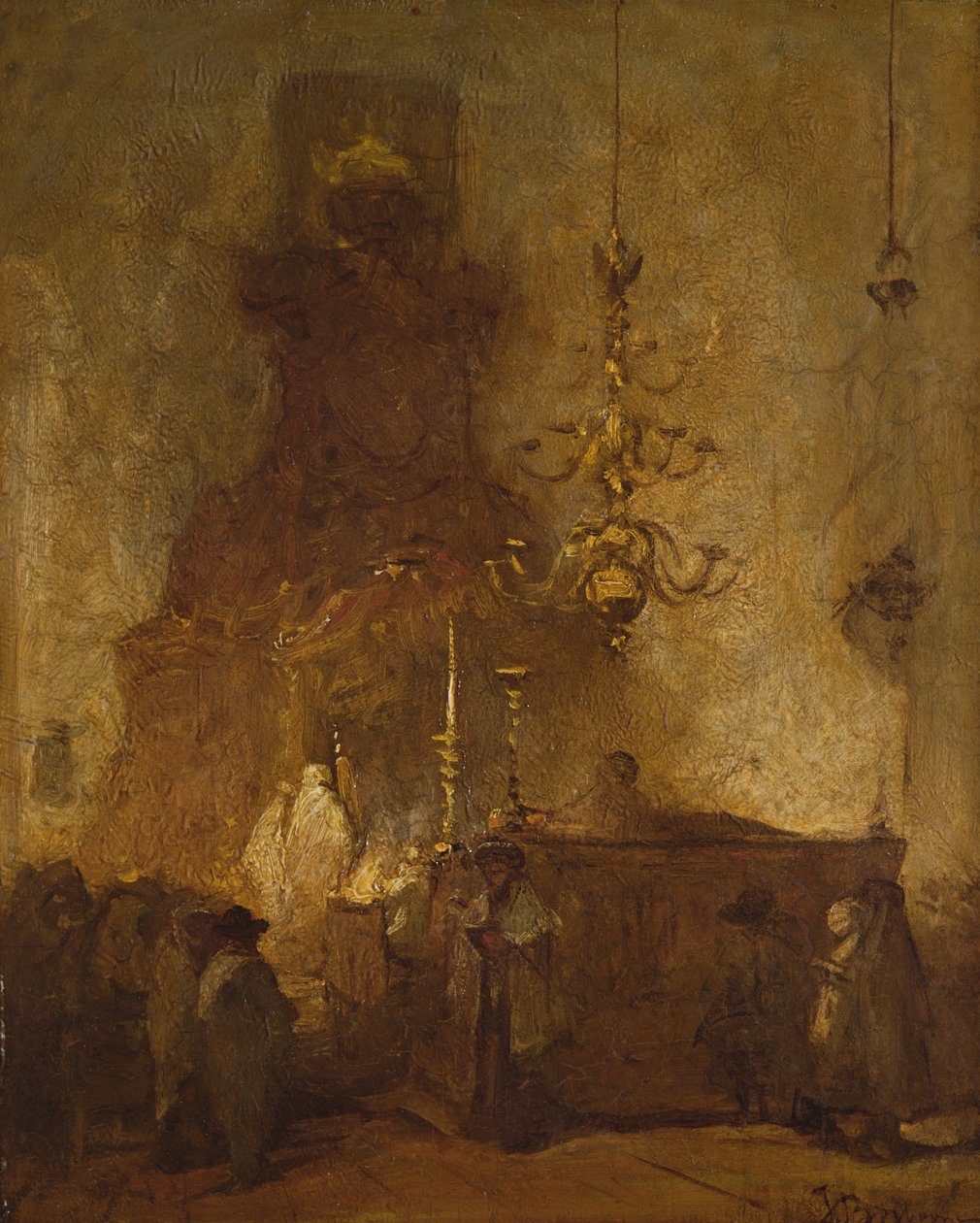 Egy hágai német zsinagóga belseje, 1875-80 alkotó: Johannes Bosboom