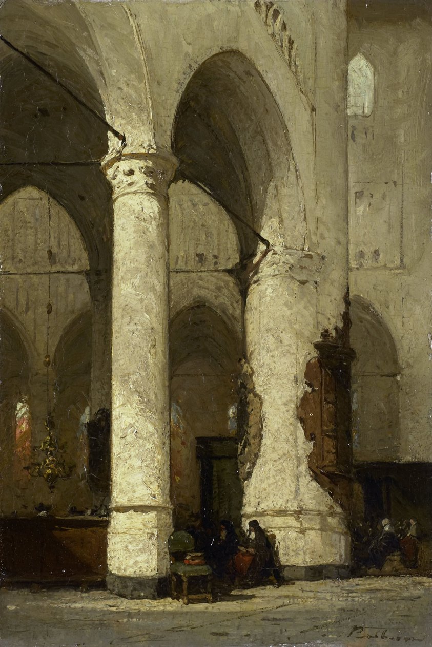 A „Hooglandse” templom belseje, Leiden alkotó: Johannes Bosboom