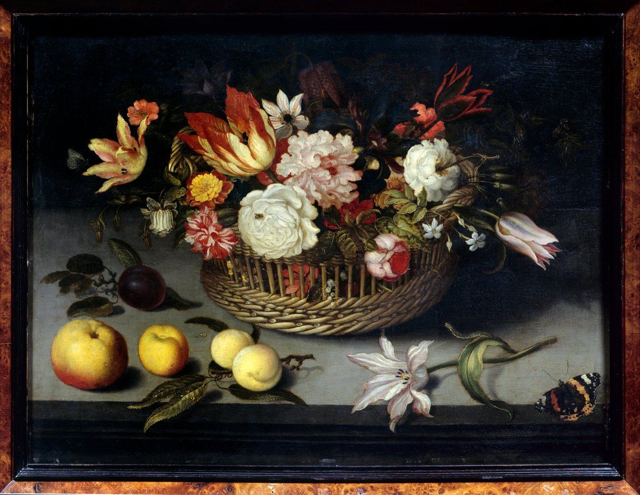 Virágkosár Johannes Boschaert (1610-1628) festménye (ec flam) 17. század Mérete 0,34x0,45 m Párizs, musee du Louvre alkotó: Johannes Bosschaert