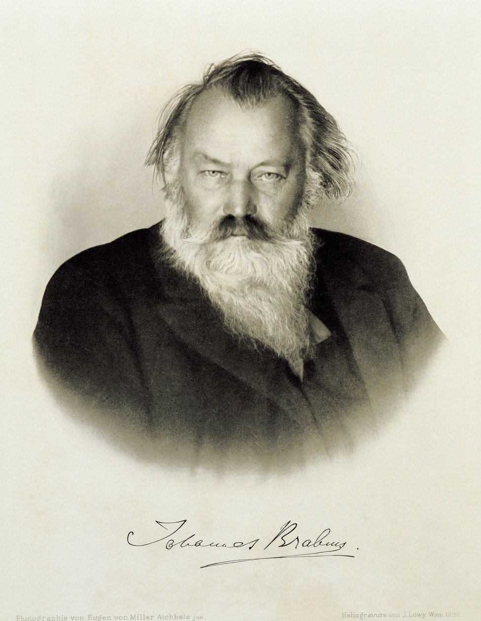 Németország, Johannes Brahms német zeneszerző, zongoraművész és karmester vésett portréja alkotó: Johannes Brahms