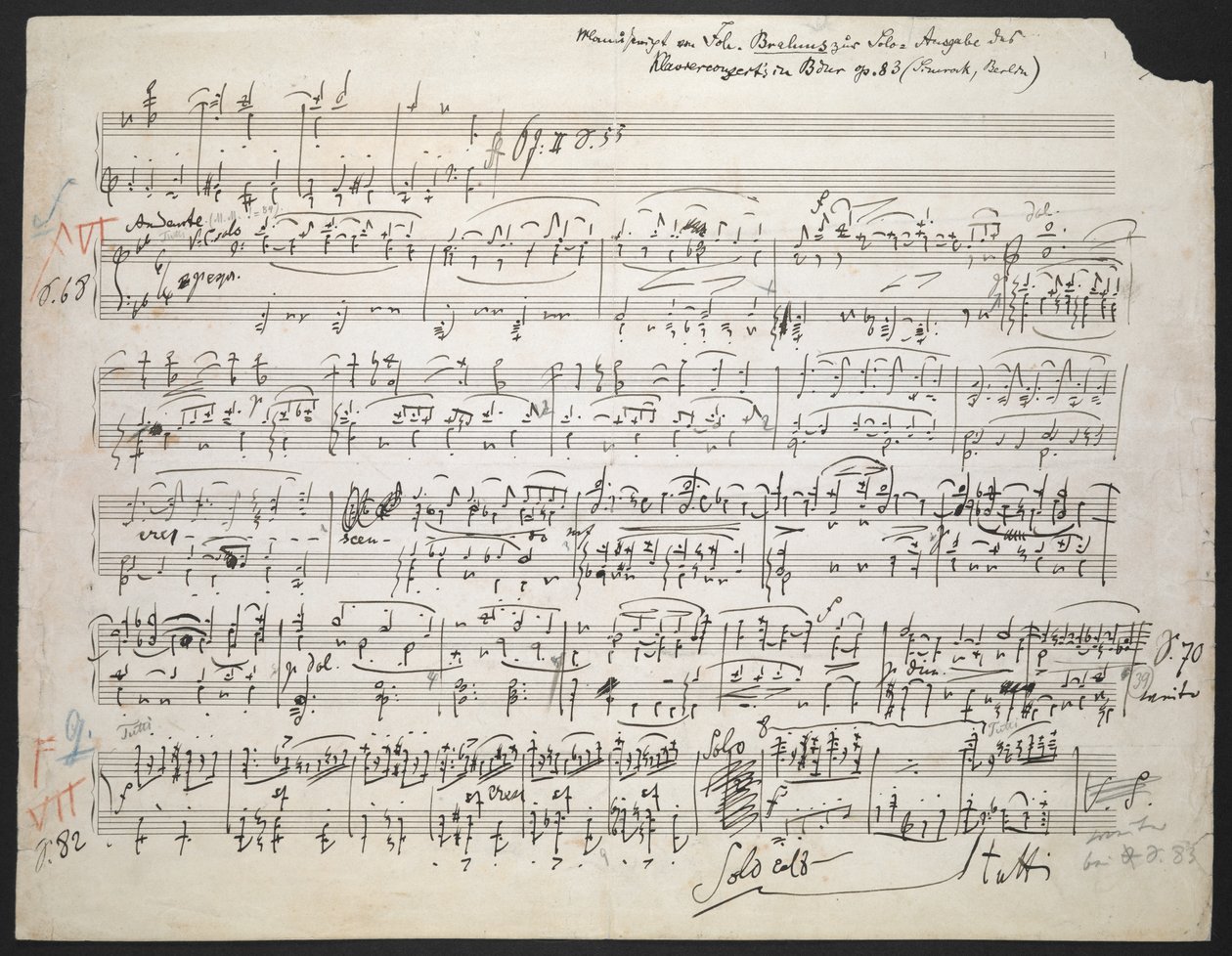 Zweig MS 19 f.1r zongoraverseny no.2, B-szín, op. 83 alkotó: Johannes Brahms