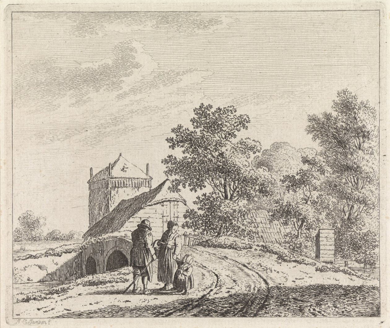 Táj kőhíddal alkotó: Johannes Christiaan Janson