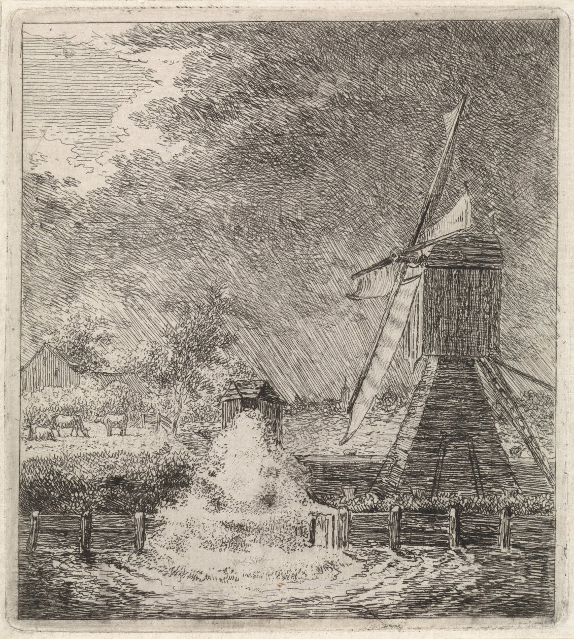 Táj vízimalommal alkotó: Johannes Christiaan Janson