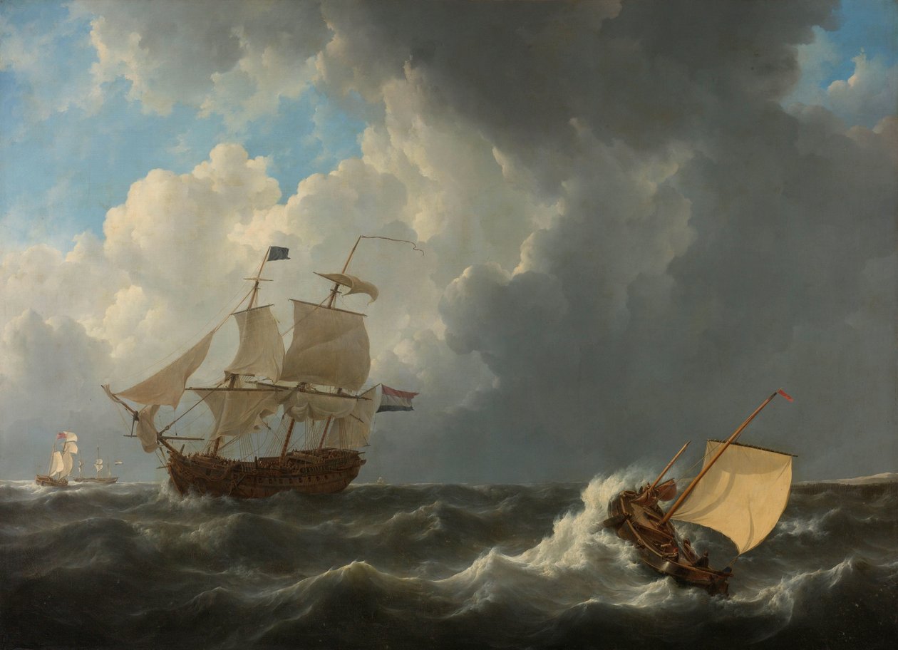 Hajók viharos tengeren alkotó: Johannes Christiaan Schotel