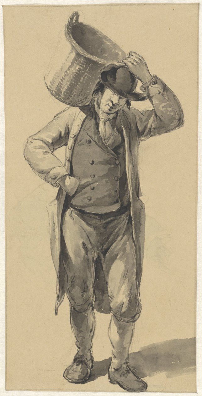Álló férfi kosárral a vállán alkotó: Johannes Christiaan Schotel