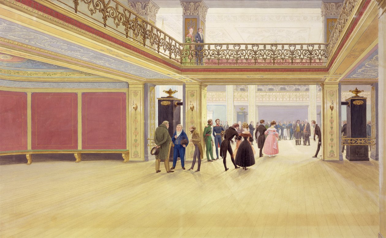 Kastély belseje, 1830 körül (akvarell, papír) alkotó: Johannes Flintoe