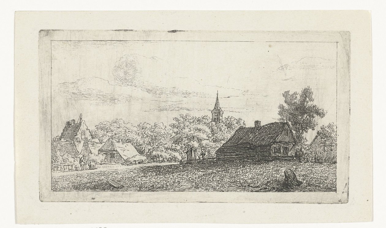 A falura néző templomtorony a fák között alkotó: Johannes Franciscus Christ