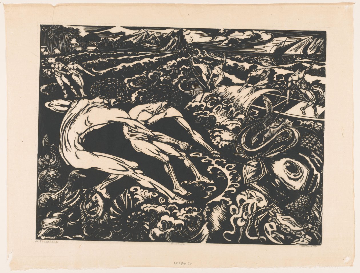 A halászok (eredeti cím a tárgyon) alkotó: Johannes Frederik Engelbert ten Klooster (signed by artist)