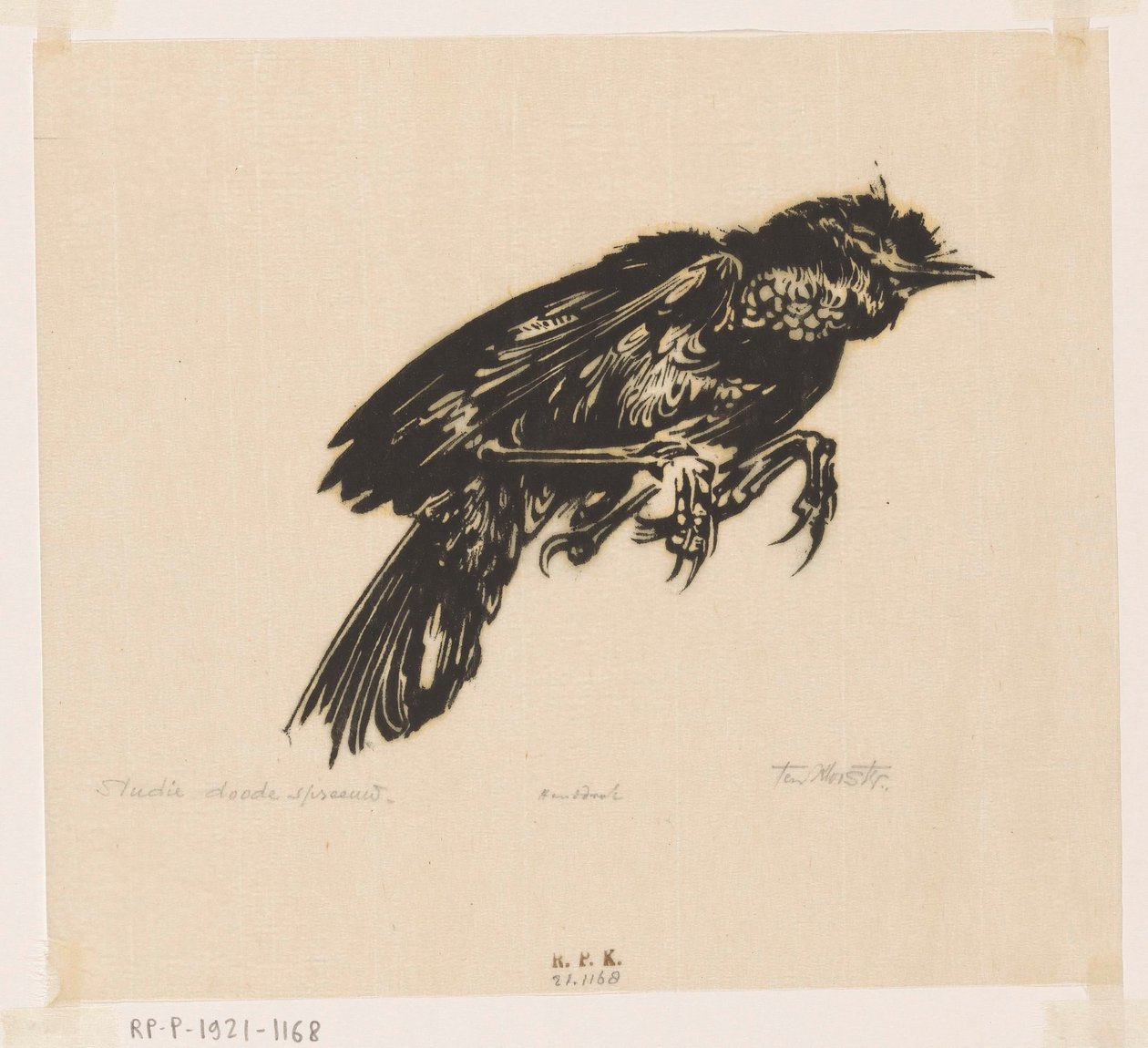 Döglött seregély (eredeti cím a tárgyon) alkotó: Johannes Frederik Engelbert ten Klooster (signed by artist)