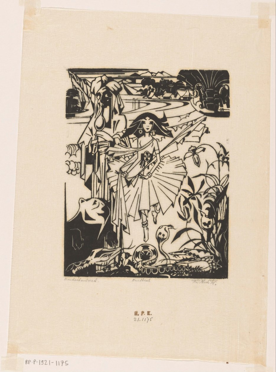 Hindoedanseres (eredeti cím a tárgyon) alkotó: Johannes Frederik Engelbert ten Klooster (signed by artist)