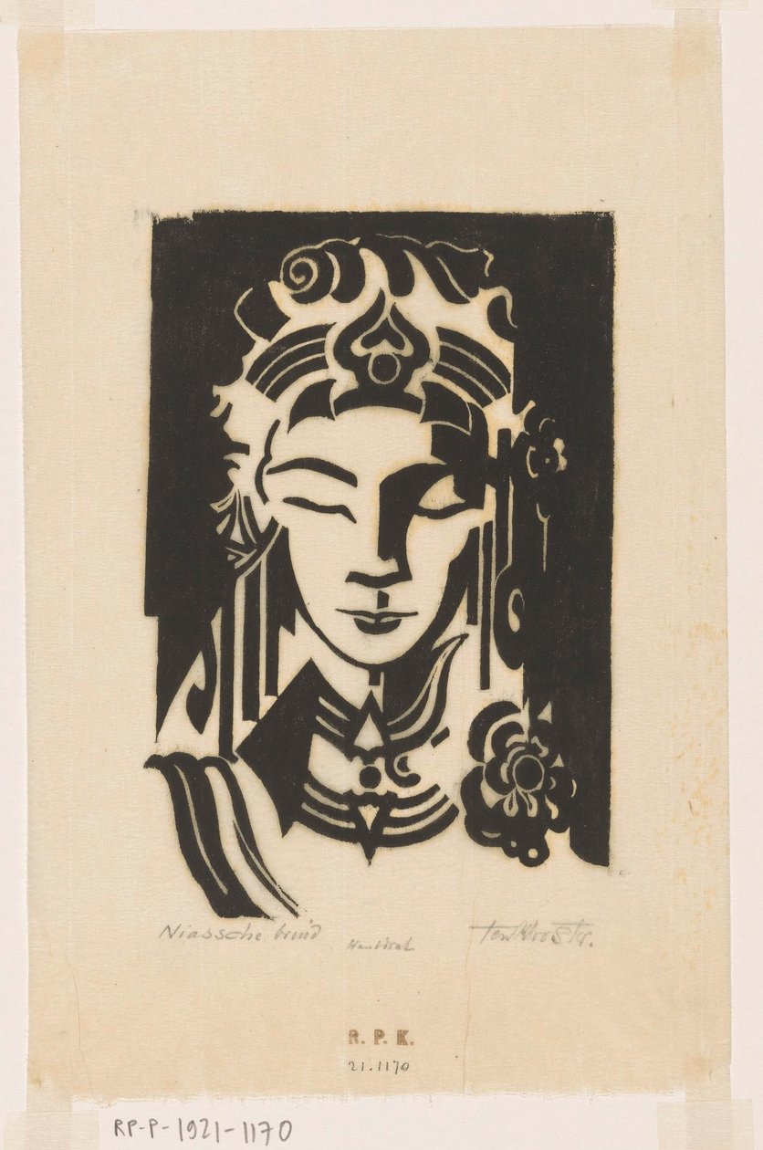 Niassche bruid (eredeti cím a tárgyon) alkotó: Johannes Frederik Engelbert ten Klooster (signed by artist)