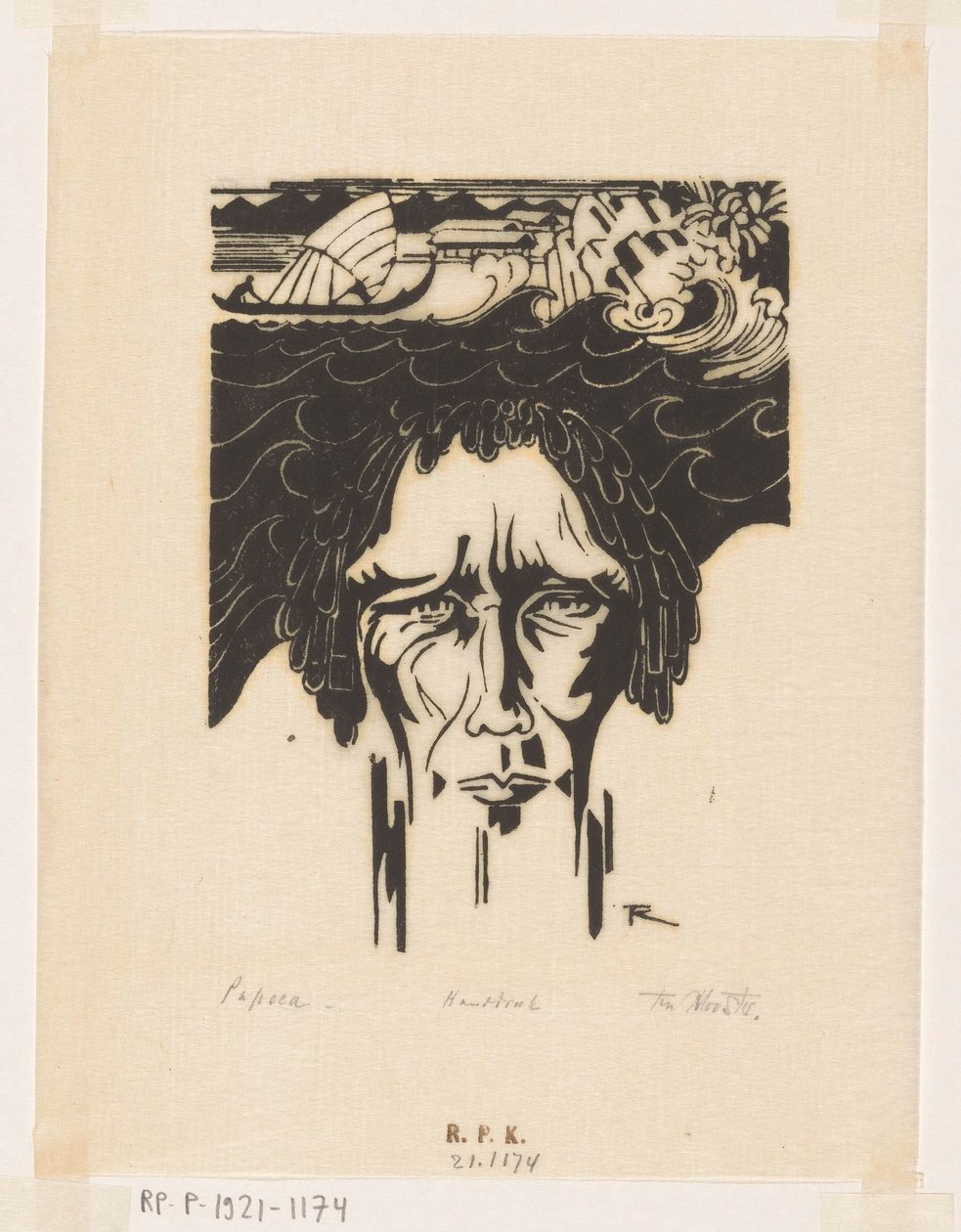 Papoea (eredeti cím a tárgyon) alkotó: Johannes Frederik Engelbert ten Klooster (signed by artist)