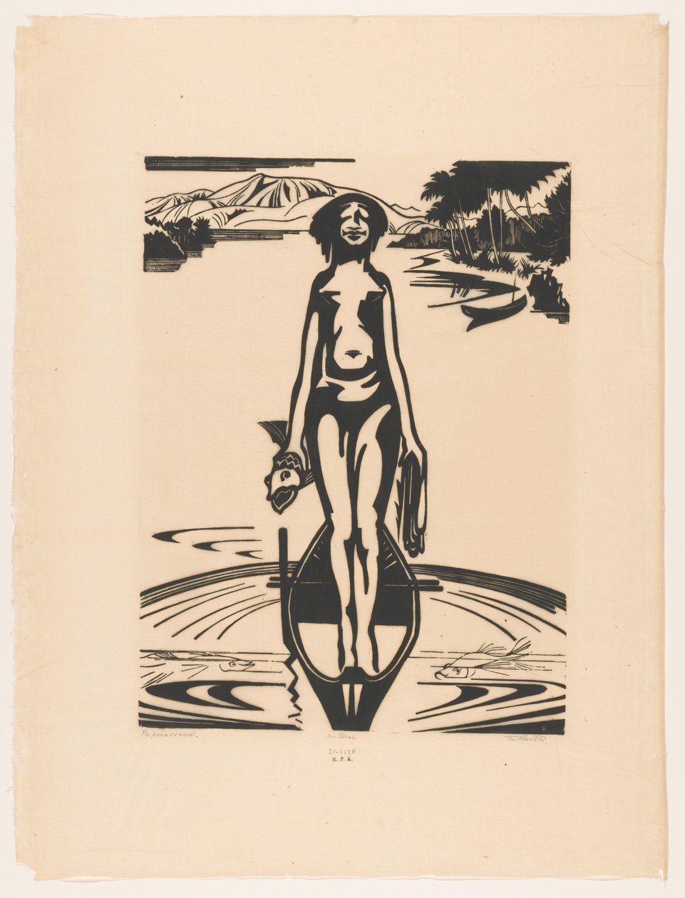 Papoeavrouw (eredeti cím a tárgyon) alkotó: Johannes Frederik Engelbert ten Klooster (signed by artist)