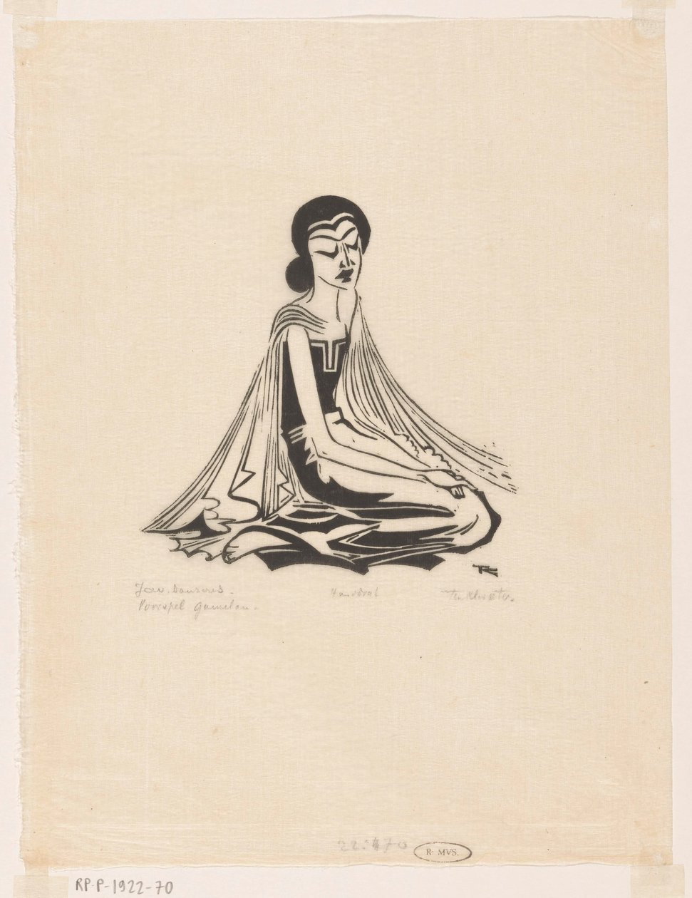 Gamelan előrejelzése (eredeti cím a tárgyon) Jávai táncos (eredeti sorozatcím a tárgyon) alkotó: Johannes Frederik Engelbert ten Klooster (signed by artist)