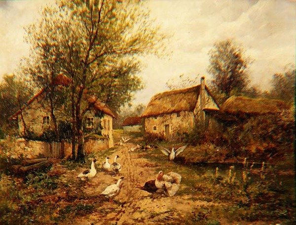 Baromfi egy tó mellett egy tanya udvarán alkotó: Johannes Hendrik Weissenbruch